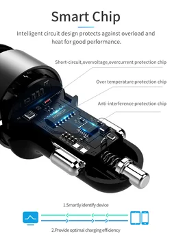 JaJaBor 3.6 Greito Įkrovimo Dvigubas USB Automobilinis Įkroviklis Su LED Ekranas, Universalus Mobiliojo Telefono Įkroviklis, Aliuminio Lydinys + ABS
