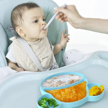 Kūdikių vaikas patiekalų saugaus silikono siurbimo dėklas dubenį valgomasis plokštė animacinių filmų mokymo stalo motina kūdikį mokymosi plokštė lengva valyti