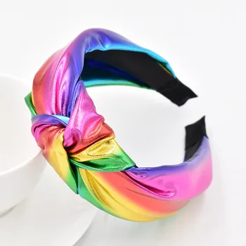 Naujas Rainbow Lankelis Moterims Moteriški Perdėti Pločio Dvipusio Rišti Odinis Lankelis Merginos Spalvinga Hairband Plaukų Aksesuarai