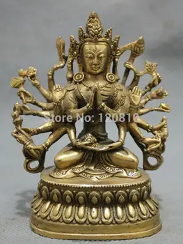 Tibeto Žalvaris Budizmas 18 Rankas Avalokiteshvara Kwan-yin GuanYin Budos Statula