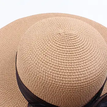 Didelis Kraštų Šiaudų Saulės Kepurės moterims Vasaros Skrybėlę, Sulankstomas Roll Up Floppy Kvėpuojantis Paplūdimys Skrybėlės Kovos su apsaugos nuo Saulės, Kepurės #20