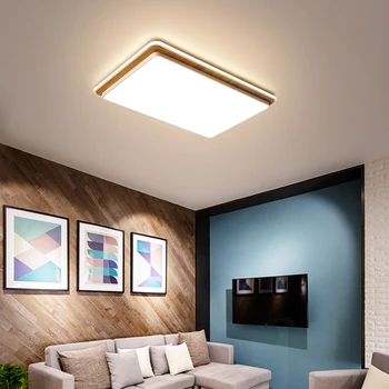 Šiuolaikinių LED Medinių Lubų Šviesos Fictures su Nuotolinio Pritemdomi Lempos Medienos Liustra už Miegamasis, Gyvenamasis Kambarys, Virtuvė, Vonios kambarys
