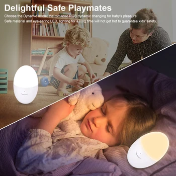 RGB spalvotu LED Nakties Šviesos Touch Valdymas Reguliuojamas Šilta Šviesa Kiaušinių 360 Sukasi Minkšta Šviesa Kūdikių Vaikams Dovanų Žaislas