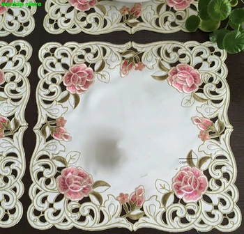 Persikų rose serija Kaimo audiniu meno Kinijos siuvinėjimo 40*40cm, Mikrobangų krosnelė, dulkių dangtelį staltiesė Padengti rankšluostį A