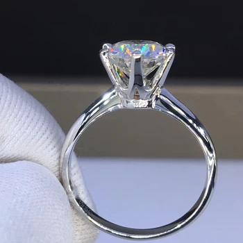 Prabanga Solitaire 1CT CZ Diamant Žiedas Originalus 925 Sterlingas Sidabro Papuošalai, Vestuviniai Žiedai, Moterų Sužadėtuvių Dovana