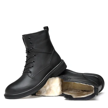 Žieminiai vyriški batai, natūralios odos laisvalaikio bateliai rudenį & winter boot batų vyras su kailio black darbo batai vyrai