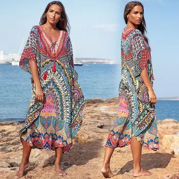 Europos Pluz Dydžio Ilgas Marškinėliai Moterims Suknelė Europa 2020 Metų Vasaros Naują Ponios Paplūdimio Palaidinė Moterims Drabužių Saulės U794