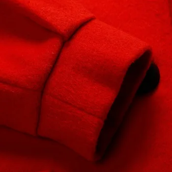 Korėjos Žiemos Vilnos Paltai Moterims Raudona ilgomis Rankovėmis, Paltai ir Striukės Turn-žemyn Apykaklės Moterys Vilnonių Elegantiškas Tranšėjos Paltai Moterims