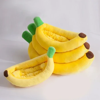 Bananų Šuo Lova, Patogus Ir Plaunamas Bananų Formos Mažų Šunų Ir Kačių Mados Augintinio Pagalvėlė Lova Nuimamas Pliušas Lizdą