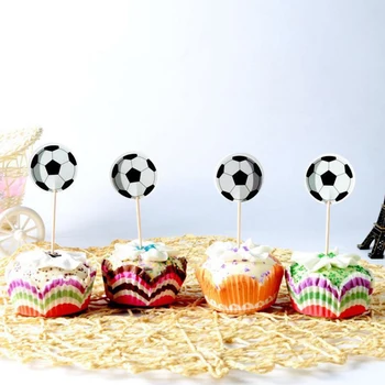 24Pcs/Pak Berniukai Džiaugtis Futbolo Tema Tortas Topper su Gimtadieniu Šalies Futbolo Cupcake Rėžtuvės Su Lazdomis Papuošti Baby Shower