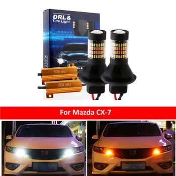 DRL Automobilio Canbus LED DRL Žibintus Posūkio Signalo Lemputė Dvitinklis Režimas Išorės Automobilių Šviesos 1156 BAU15S PY21W Už Mazda CX-7 2010-2017