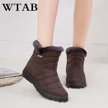 WTAB naujas šiltas neslidus moterų batai auliukiniai žiemos simier ponios batų užtrauktukų vandeniui Plius Dydžio sniego batai moterims 35-43 batai