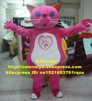 Pastebimas Pink Cat Kitten Talismanas Kostiumas Animacinį Personažą Mascotte Balta Ilga Barzda Mėlynos spalvos Ryškios Akys Baltos Toe Cap ZZ1084 FS