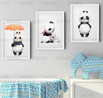 Vaiko Kambario Apdaila, Sienos Meno Mielas Gyvūnų Panda Plakatus Ant Sienos dekoruotos Drobės, Nuotraukos Home Design Darželio Kūdikių Namų Dekoro