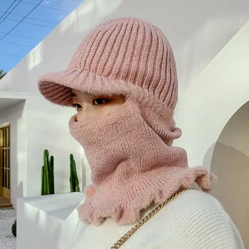Naujas Suaugusiųjų Mados Universalus Žiemos Pliušinis Megzti Šiltas Skrybėlę Moterų Dviračių Kaklo Apsaugos Vilnos Megztinis Skrybėlę