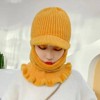 Naujas Suaugusiųjų Mados Universalus Žiemos Pliušinis Megzti Šiltas Skrybėlę Moterų Dviračių Kaklo Apsaugos Vilnos Megztinis Skrybėlę