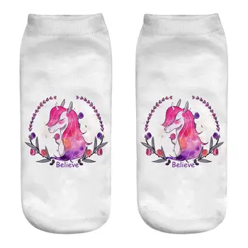 Vienaragis 3D spausdinimo moterų kojinės juokingas mielas gyvūnų kulkšnies kojinės karšto mados animacinių filmų Medvilnės kojinės mergaitėms, dovanos trumpas Unisex kojinės