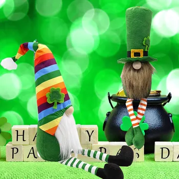 2VNT St. Patrick ' s Day Pavasario Dovana Kambarys Pliušinis Beveidis Lėlės, Dekoracijos Pateikti 2021 Velykų Apdailos Beveidis