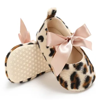 Baby girl Princesė leopard Lankas spausdinti batai minkšto dugno batai Pirmas Walker chaussures bebes filė zapatos