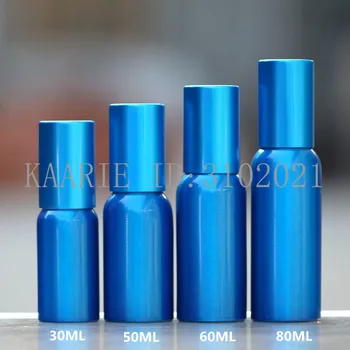 10vnt 30-500ml mėlyna Aliuminio tuščias purškimo butelis, mėlynas dangtelis Smulkių Rūko Papildyti/sidabro purkštuvas kosmetikos jar Mėginio subpackage kelionės