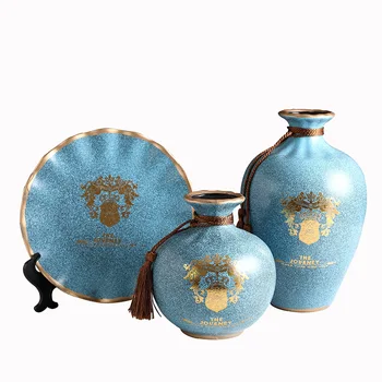 Naujas Amerikos keraminės vazos trijų dalių komplektas Kūrybos Viešbutis minkštas komplektas ranka-dažytos keramikos sausas vaza technologijos namuose decore