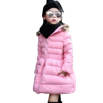 2019 Žiemos Nauja Vaikų Žemyn Striukė Mergaitėms Ilgo Kailio Apykakle Žemyn Paltai Didelis Vaikų Gobtuvu Pettiskirt Žemyn Paltai Outwear