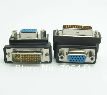 Aukštos kokybės stačiu kampu, DVI 24+5 male VGA female M/F konverteris adapteris