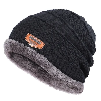 Vyrų žiemos skrybėlę mados megzti juodosios skrybėlės Rudenį Skrybėlę, Storas ir šiltas ir variklio Dangčio Kaukolė Kepuraitė Minkštas Megzti Beanies Pro