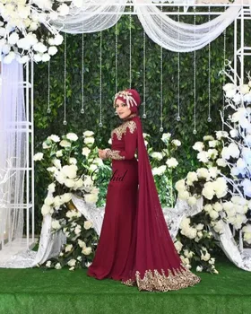PEORCHID Raudona Ir Aukso turkijos Vakaro Suknelės Su Žaliuoju Artimųjų Rytų Chalatas De Soiree Musulman arabų Kaftan Oficialią Šalies Chalatai