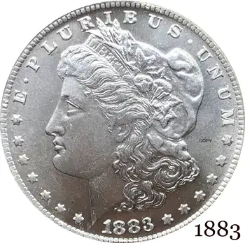 Jungtinių Amerikos valstijų 1883 Morgan Vienas Doleris JAV Moneta Laisvė Cupronickel Sidabro Padengtą Dievu Mes tikime, Kopijuoti Monetos