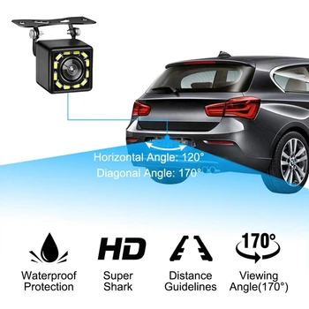 170 laipsnių HD CMOS Automobilio Galinio vaizdo Atvirkštinio Atsarginė Kamera 12 LED Vandeniui Naktinio Matymo Universalios Atsarginės automobilio Parkavimo Kamera