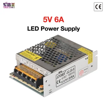 5V 6A LED Maitinimo šaltinis Apšvietimo Transformatorius Output DC 5V 6A 30W Jungiklis WS2812B WS2801 APA102 8806 LED Juostos