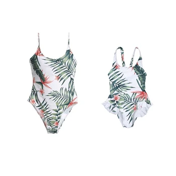 2019 Karšto pardavimo Lapai bikini maudymosi kostiumėliai, Mama, dukra, mergaitės, Vienas gabalas Monokinis maudymosi Brazilijos atostogų kamšalu maillot de bain
