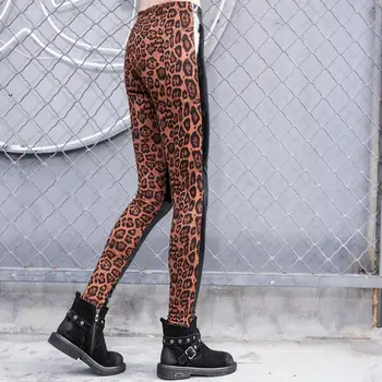 Leopard kratinys Pu odos kelnės moteriška Liesas Pieštuku Kelnes 2019 m. rudenį naujų mados bling bling kelnės gx1563