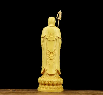 Kinija Box-medienos Handcarved Lotus Tango Vienuolis Ksitigarbha Boddhisattva Budos Statula