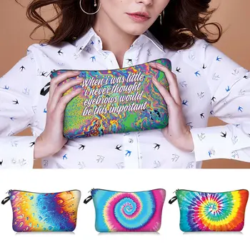 Moterų Makiažas Krepšiai Kosmetikos Krepšys Su Spalvotų Modelio 3D Spausdinimo neceser Kosmetika Pouchs Kelionės makiažas maišelį