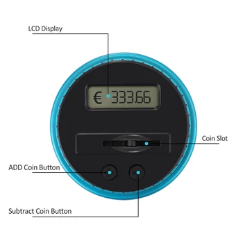 1.8 L Elektroninių Piggy Bank Counter Monetos Skaitmeninis LCD Skaičiavimo Monetų Pinigų Taupymo Dėžutė Jar Monetų Saugojimui Lauke EURO Pinigų Alcancia