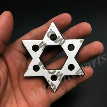 2x Ginklą Metalo Žvaigždė Davidas Žydų Hexagram Automobilio Logotipas Ženklelis, Motociklų Lipdukas