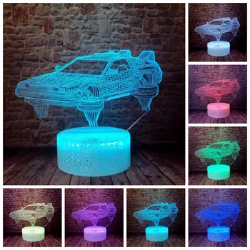Cool 3D Iliuzija Stalas naktinė lempa LED 7 Spalvų šviesų nemenka automobilių Skaičius levitation transporto priemonės Modelio, Žaislai, Kūdikių