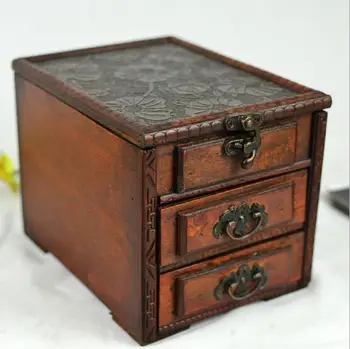 Klasikinis antikos diržo veidrodis medinis jewel box padažu lauke junginys desktop storage box