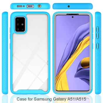 360 Stabdžių-fall 2 1 Telefono dėklas Samsung Galaxy A71 A51 A11 A21 A01 A41 A21S A31 5G 4G Spalva Skaidri Sienų PC Galinį Dangtelį