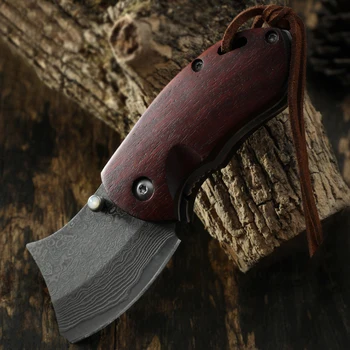 Damasko peilis Raudonojo Sandalmedžio rankena sulankstomas peilis lauko kempingas medžioklės peilis pėsčiųjų EDC įrankis kišenėje vaisių peiliai