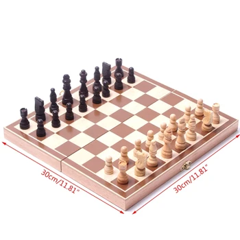 Tarptautinės Šachmatų Lankstymo Mediniai Šachmatų Rinkinį Nešiojamų Kelionių Mediniai stalo Žaidimai, Šachmatai Nustatyti Vaikams ir Suaugusiems