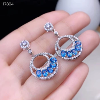 KJJEAXCMY fine jewelry gamtos mėlynas topazas 925 sterlingas sidabro prabanga mergina nauji auskarai eardrop paramos bandymo karšto pardavimo