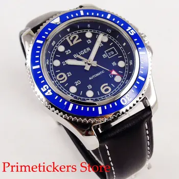 44mm bezel blue black dial-men ' s watch dienos šviesos rankas nerūdijančio plieno atveju automatinis judėjimas