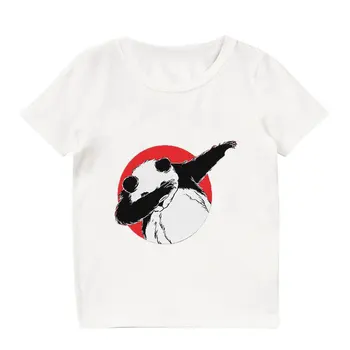 Vasarą Naujos Mados Tee Marškinėliai Enfant Juokinga Panda Šokių Berniukų Marškinėliai Juokingi Gyvūnai Įgulos Kaklo Harajuku Dizaino Kawaii Girl Marškinėliai