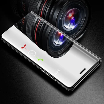 Smart vaizdo Veidrodėlis Atveju Huawei Honor 9x Pasaulio Stovėti Apversti Telefoną Atvejais 3 Kartos Veidrodėliai Odinis Telefono dėklas Paprastas