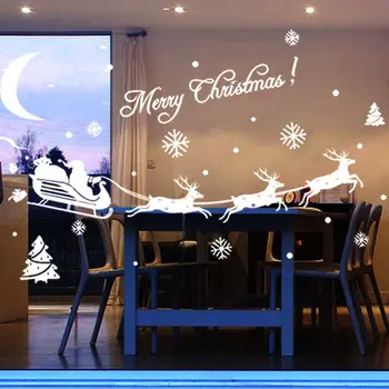 Mažai Elnių Kalėdų Parduotuvė Kalėdinė Dekoracija lango lipdukas kasdien tiekia šeimos pažįstamas straipsnis kasdieninio naudojimo