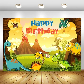 MOCSICKA Animacinių filmų Gimtadienio Fone Ugnikalnio Dinozaurų Baby Shower Fotografijos Fone Tortas Desertas Stalo Dekoravimui Reklama