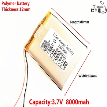 Geras Qulity Litro energijos baterija 3.7 V,8000mAH 126580 Polimeras ličio jonų / Li-ion baterija tablet pc BANKAS,GPS,mp3,mp4